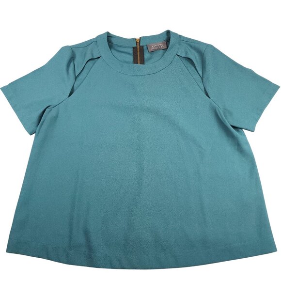ASTR Cutout Raglan Sleeve Structured Blouse Teal Blue Size Small - Picture 1 of 12